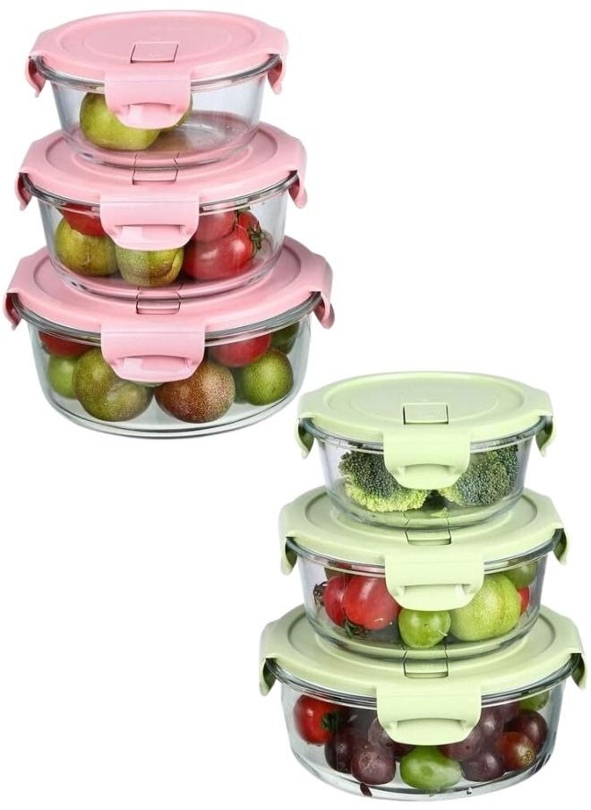 Generic - 3 pieces of high-quality pyrex glass storage bowl for keeping food in the refrigerator and placing it in the microwave, very safe for health, sizes (560-660 - 860) ML (MultiColor) - Image 1