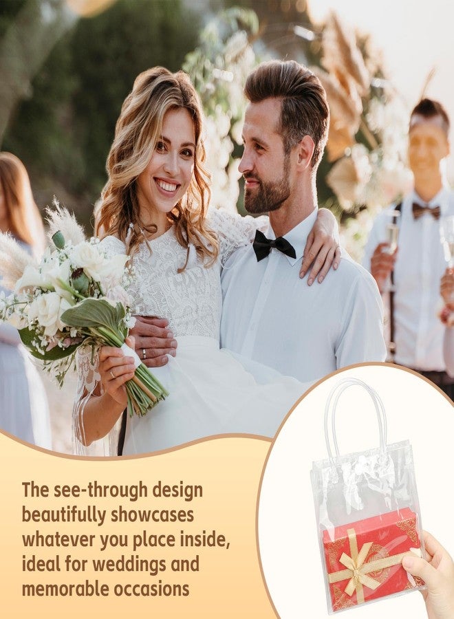 JOLYEAK 15 PCS Clear Gift Bags with Handles 6.3×5.9×2.8 inches Reusable PVC Gift Wrap Bag Transparent Goodie Bags for Wedding Party Baby Shower Birthday - Image 3