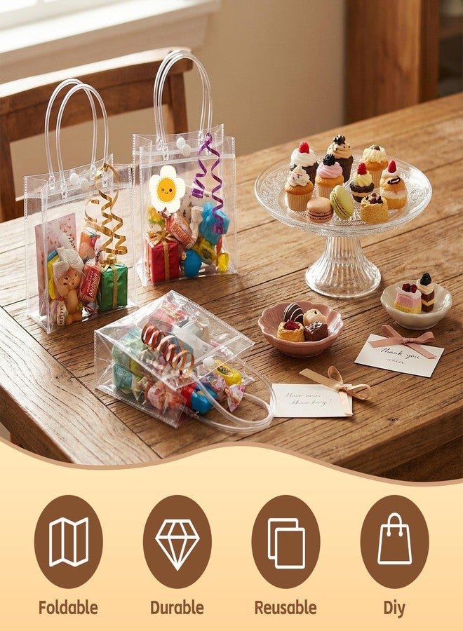 JOLYEAK 15 PCS Clear Gift Bags with Handles 6.3×5.9×2.8 inches Reusable PVC Gift Wrap Bag Transparent Goodie Bags for Wedding Party Baby Shower Birthday - Image 5