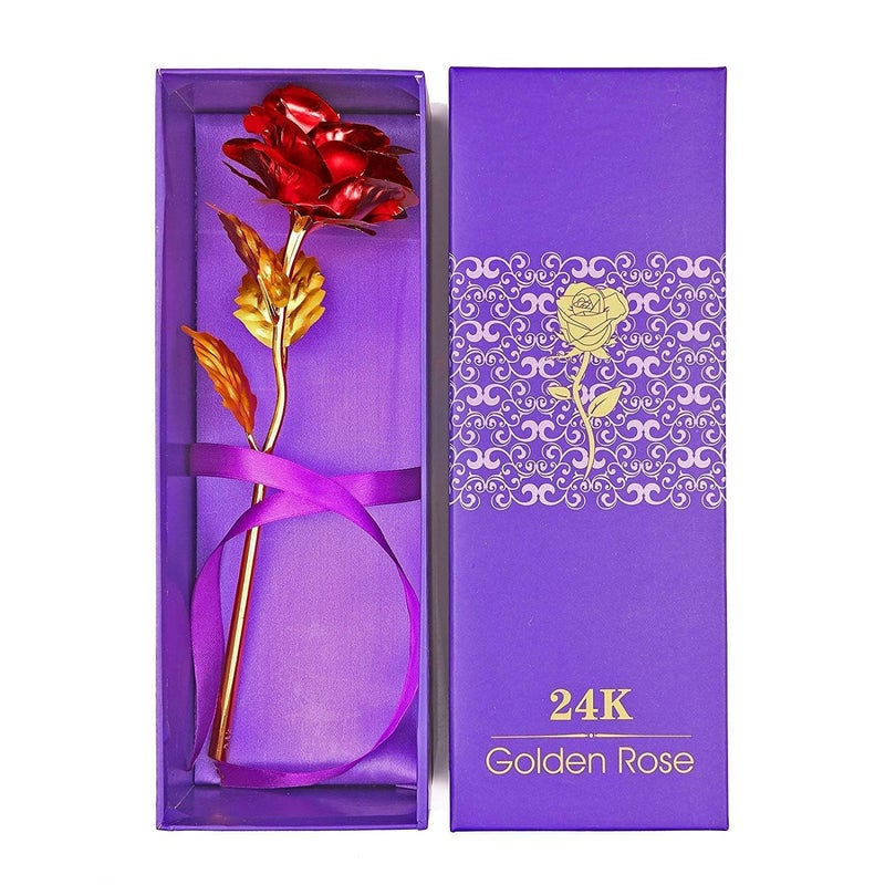 click2shop click2shop 24K Gold Plated Red Rose Foil Dipped Rose Flower Gift for Lover Mother Friends Perfect for Valentines Day Mothers Day Birthday Special Occasions - Image 2