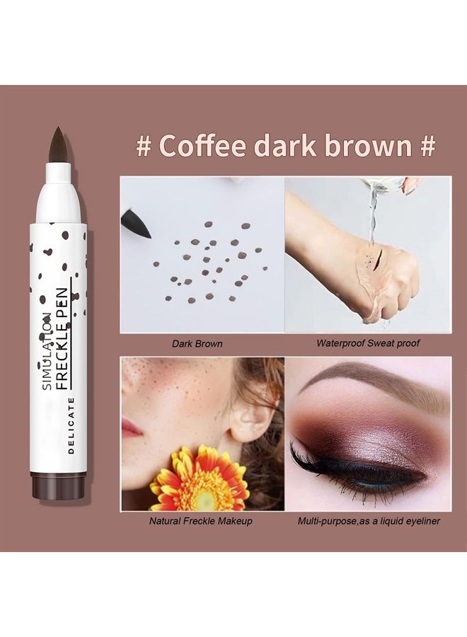 Sumeitang 2 Colors Liquid Freckle Pen, Natural Lifelike Face Fake Freckle Makeup Pen Magic Freckle Color, Waterproof Long Lasting Quick Dry Faux Freckles Pen Soft Dot Sopt Pen -Light Brown&Dark Brown