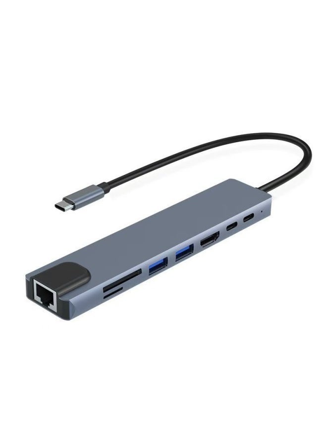 Eight-in-one Expansion Dock RJ45 Multifunctional Office Notebook 8in1SD TF Card Read Hub Data Transmission-Number Of Interfaces:Eleven In One  - Image 2