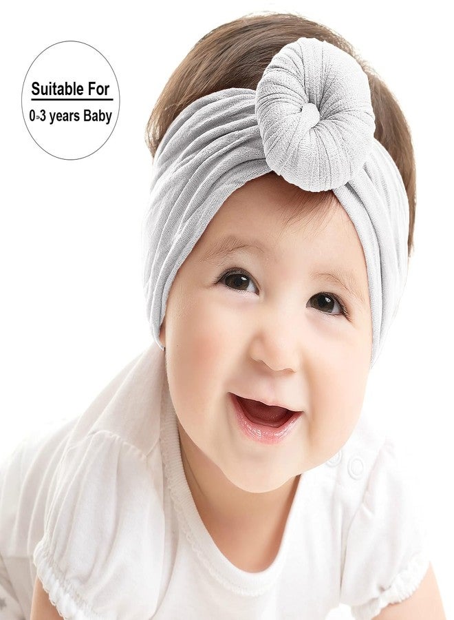 SYGA 3 Pcs Baby Headband Set, Soft Stretchable Nylon Hairbands with Glitter Bow and Knotted Design for Newborn, Infant, and Toddler-0-3 Years (White) - Image 2