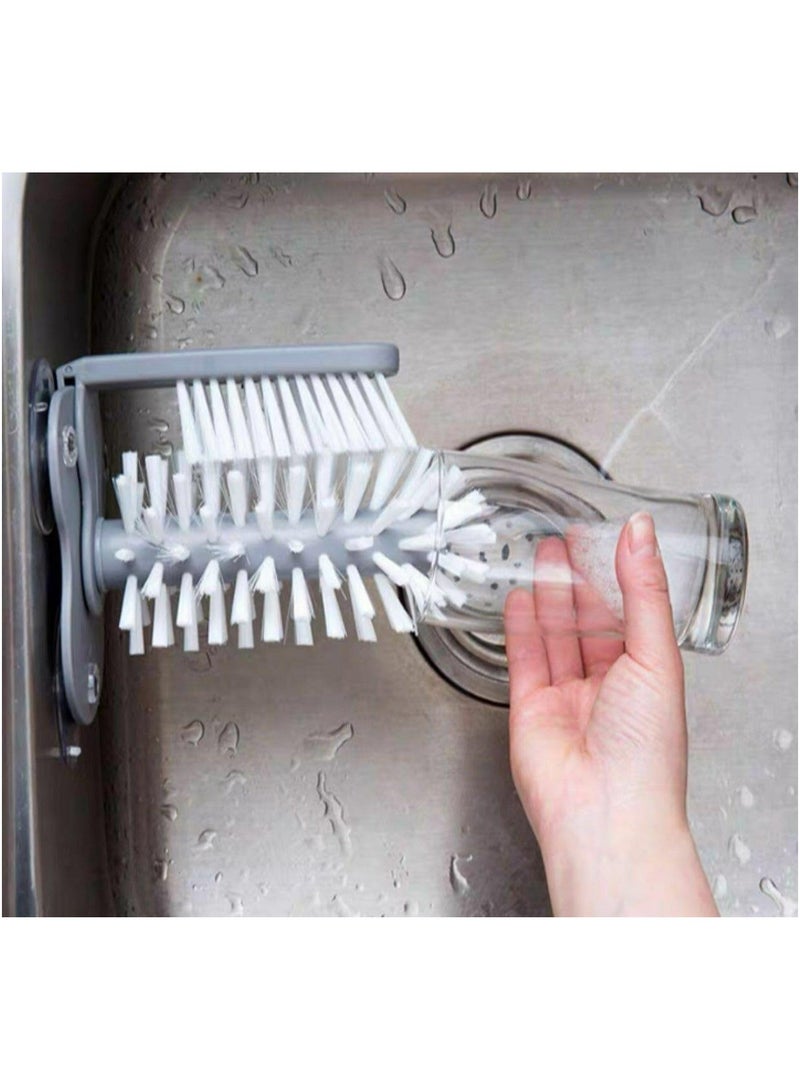 فرشاة كوب التنظيف، فرشاة تنظيف الكوب، لوحة قاعدة لاصقة، فرشاة الكوب وحوض المطبخ، أداة تنظيف حوض المطبخ البلاستيكية . - Image 3