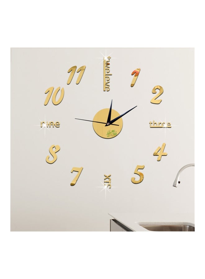 Mirror Style Wall Clock Sticker Gold/Black 60 x 45cm - Image 2
