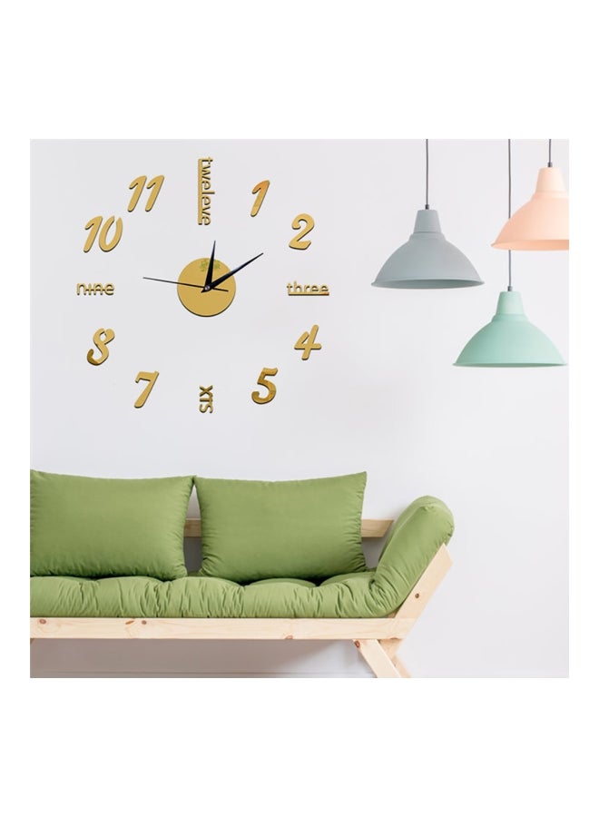 Mirror Style Wall Clock Sticker Gold/Black 60 x 45cm - Image 3