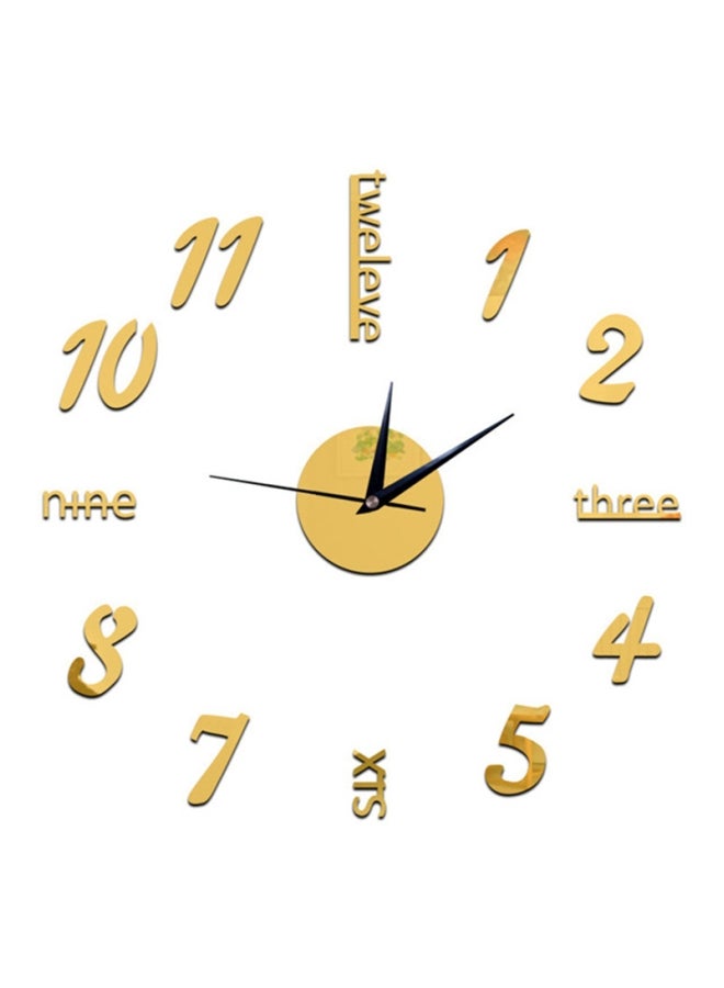 Mirror Style Wall Clock Sticker Gold/Black 60 x 45cm - Image 1
