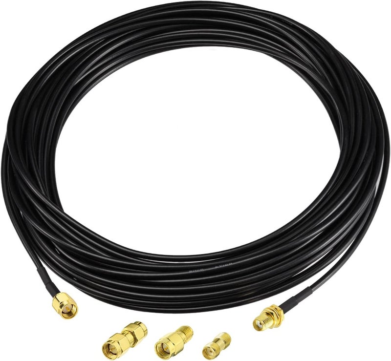 Superbat RF coaxial SMA Male to SMA Female Bulkhead RG174 33ft Cable + 3pcs RF Coax SMA Adapter Kit for SDR Equipment Antenna Ham Radio,3G 4G LTE Antenna,ADS-B,GPS and etc - Image 3