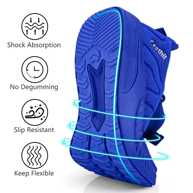 Feethit Slip on Sneakers Mens Lightweight Breathable Non Slip Walking Shoes Comfortable Athiletic Tennis Running Shoes Blue 11 - Image 4