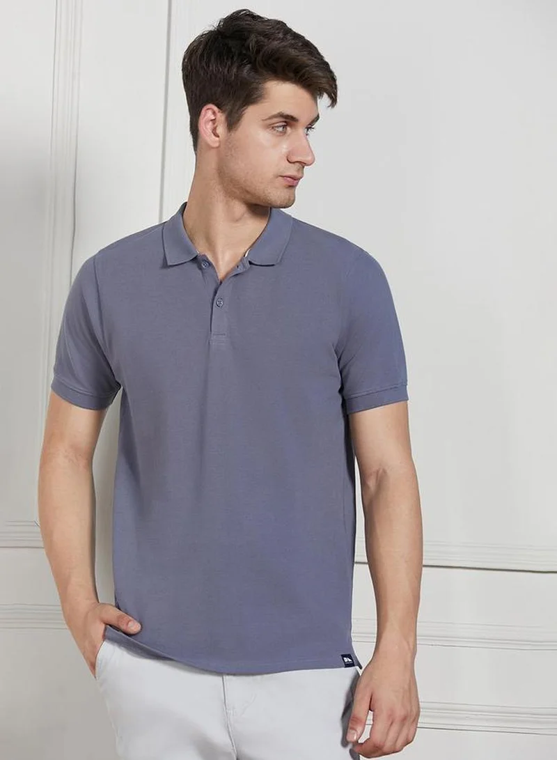 Dennis Lingo Men's Grey 100% Cotton Solid Regular Fit T-Shirt