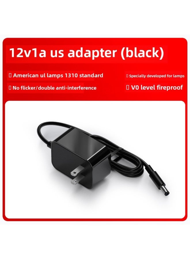24V0.5/5V2A/12V1A US UL1310 Certified Lamp LED Lamp With Lamp Box Table Lamp Power Adapter-Color:12V1A American Standard (USA) Black-Specifications:DC Head 5.5*2.5  - Image 1