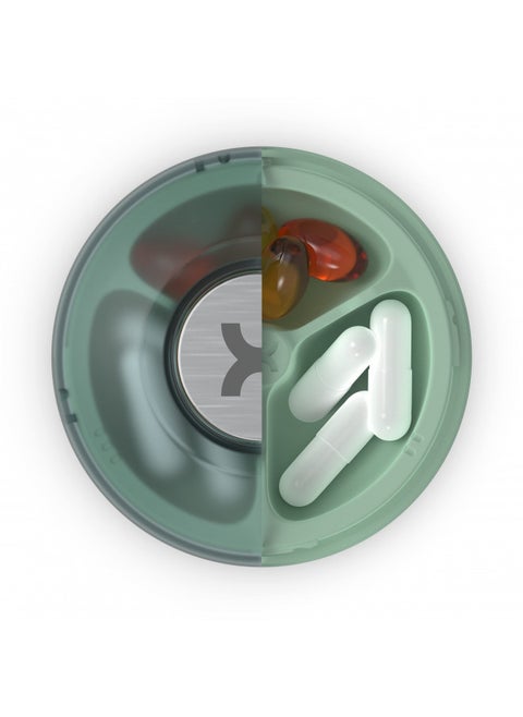 Promixx CORE Pill Box Organizer - Magnetic Stackable and Pocket-Sized Daily Tablet Container - Durable and BPA Free (Seagrass Green)