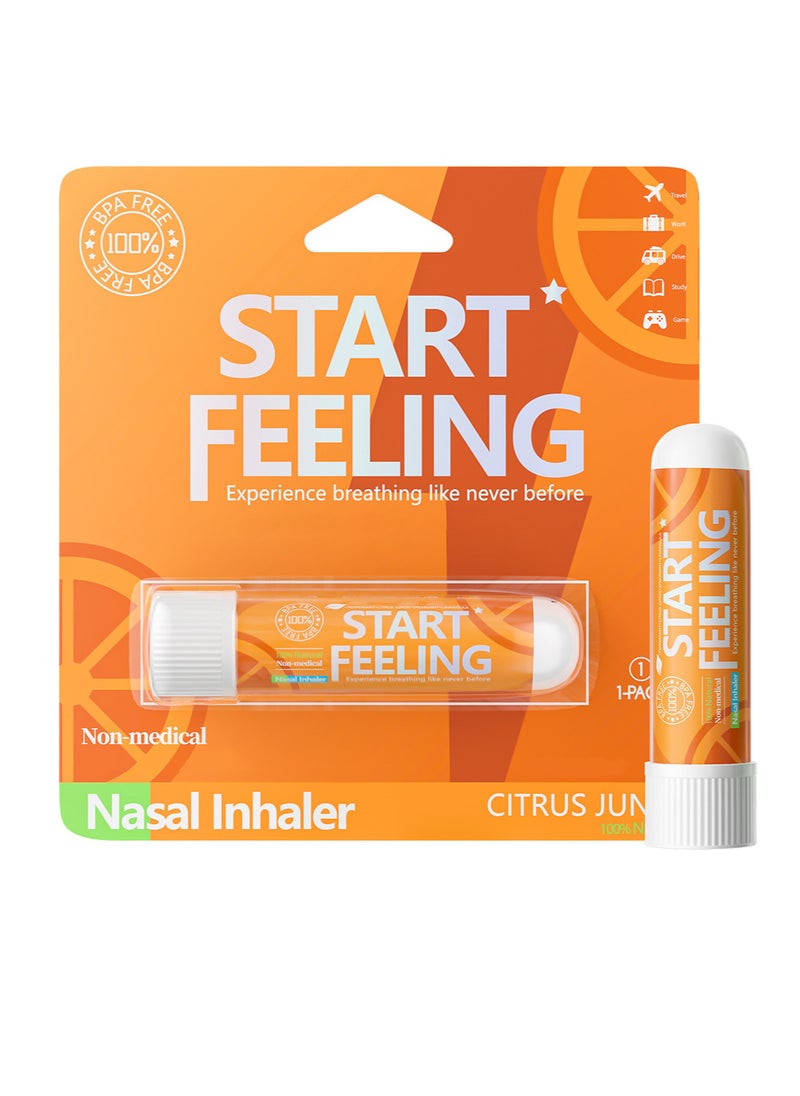 START FEELING 1pc On-the-Go Portable Aromatherapy Nasal Inhaler Personal Diffuser Sniffer Stick With Essential Oils Refreshing Menthol for Stress Anxiety Relief Soothes Comforts Boosts Focus  - Image 2