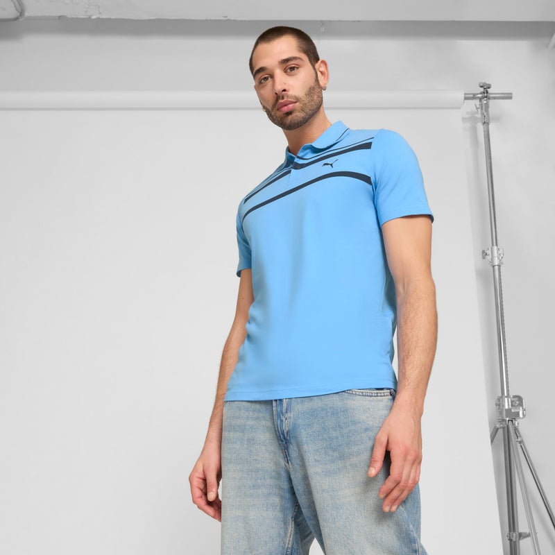 PUMA Essentials Elevated Mens Blue Polo Shirt - Image 1