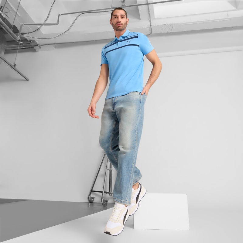 PUMA Essentials Elevated Mens Blue Polo Shirt - Image 3