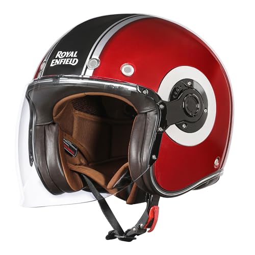 Royal Enfield خوذة ركوب الدراجات رويال إنفيلد روح SM ID ABS GL حمراء معتمدة من ISI و DOT (XL) 60 سم - مصنوعة من مادة حرارية عالية التأثير وبطانة EPS عالية الكثافة لحماية وتأثير فائقين وديمومة - Image 1
