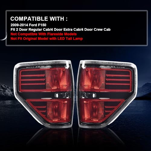 GPLUS مصابيح خلفية G-PLUS، تناسب فورد F150 2/4 باب 2009-2014، لا تناسب موديلات فلييرسايد، لا تناسب الموديل الأصلي مع مصابيح خلفية LED، مجموعة المصابيح الخلفية اليسرى واليمنى. - Image 4