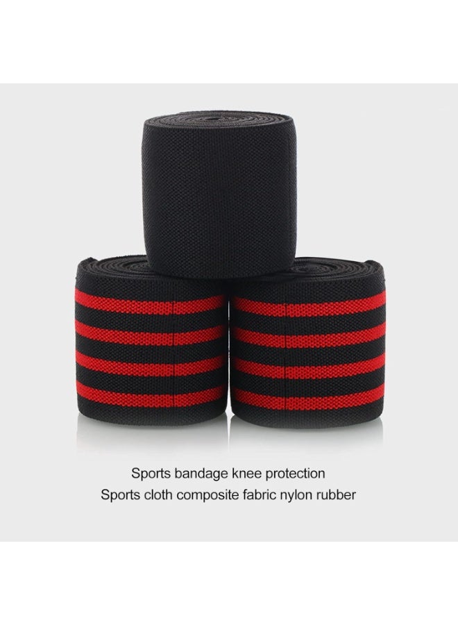 DUNISO 2 Pieces Sports Knee Brace, Extra Long Elastic Knee Brace for Weightlifting, Gym Workout, Cross Training, Fitness and Powerlifting - Squat Knee Brace - Compression and Elastic Support, Support Legs, Relieve Plantar Fasciitis, Stabilize Ligaments, Relieve Joint Pain - Image 2