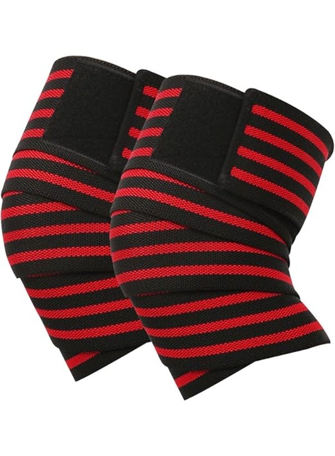 DUNISO 2 Pieces Sports Knee Brace, Extra Long Elastic Knee Brace for Weightlifting, Gym Workout, Cross Training, Fitness and Powerlifting - Squat Knee Brace - Compression and Elastic Support, Support Legs, Relieve Plantar Fasciitis, Stabilize Ligaments, Relieve Joint Pain - Image 1