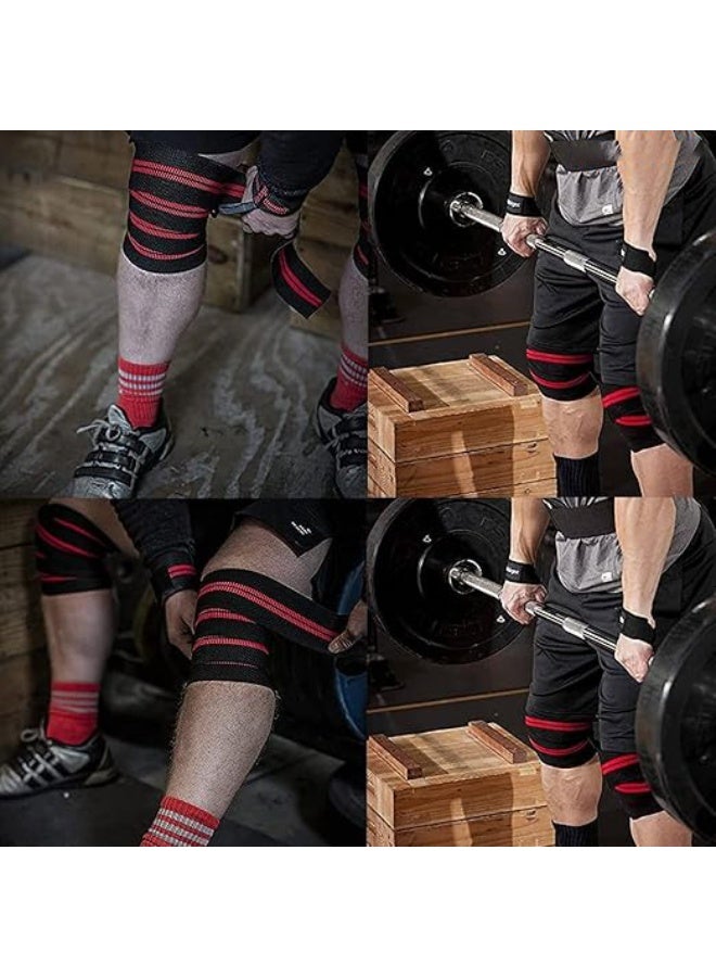 DUNISO 2 Pieces Sports Knee Brace, Extra Long Elastic Knee Brace for Weightlifting, Gym Workout, Cross Training, Fitness and Powerlifting - Squat Knee Brace - Compression and Elastic Support, Support Legs, Relieve Plantar Fasciitis, Stabilize Ligaments, Relieve Joint Pain - Image 4