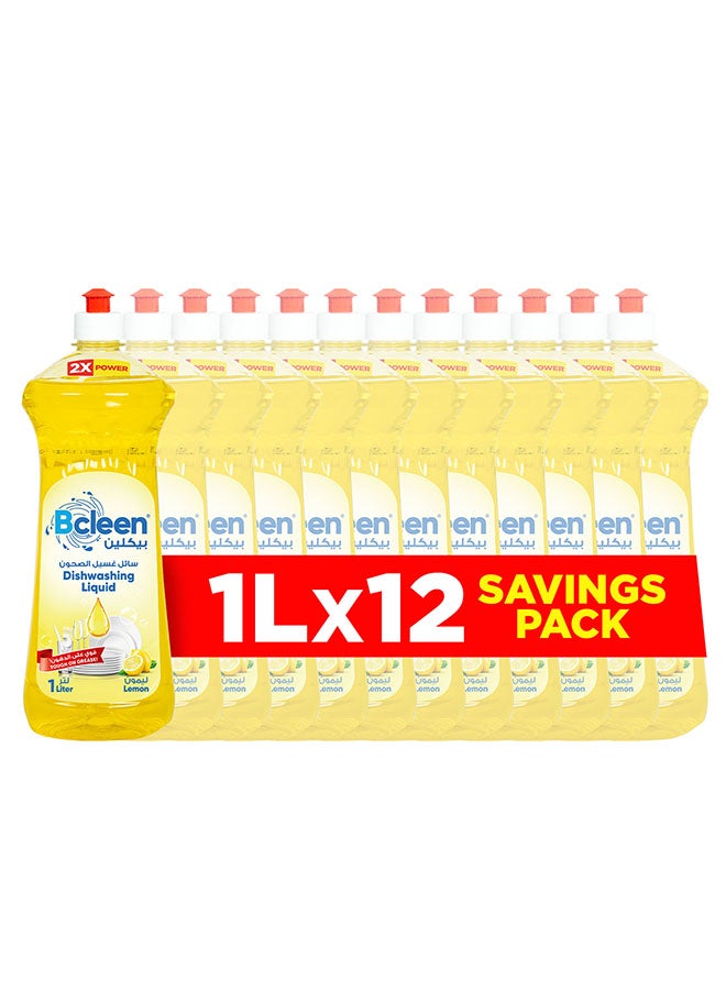 Bcleen Dishwashing Liquid Lemon Plus, tough on grease, gentle on skin 1L (SAVINGS PACK OF 1L x 12) - Image 1