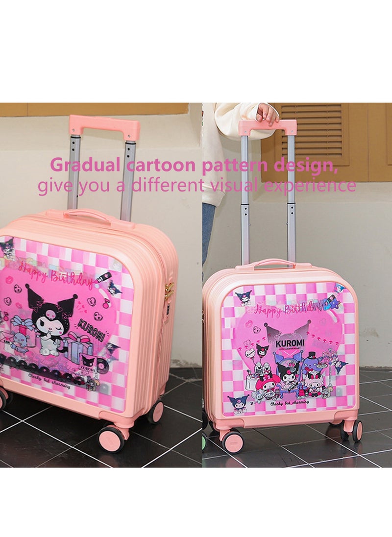 Kids Rolling Luggage, 20" Kids Suitcase with 3D Multiple View Design, ABS PC Material, Cute Cartoon Character Pattern Travel Trolley Case for Girls Boys Children  - Image 2