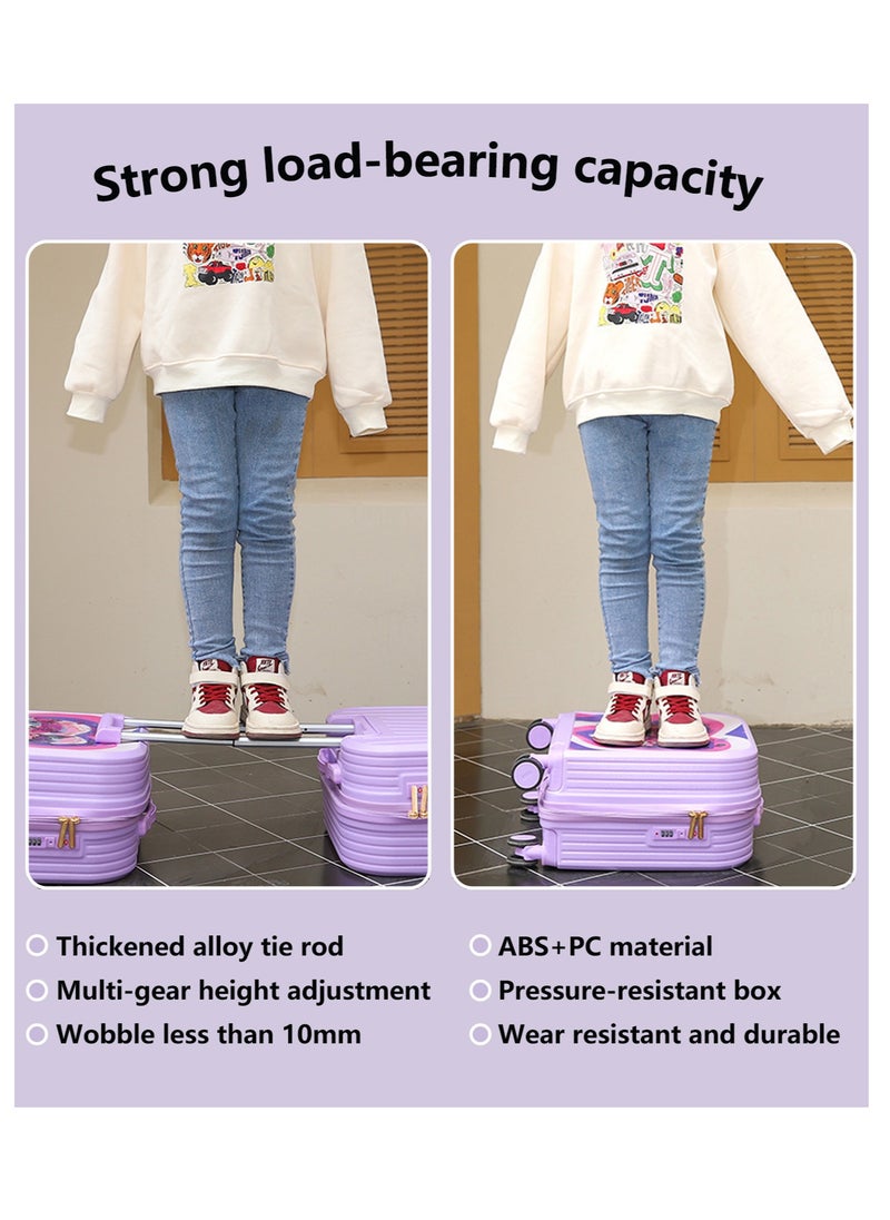 Kids Rolling Luggage, 20" Kids Suitcase with 3D Multiple View Design, ABS PC Material, Cute Cartoon Character Pattern Travel Trolley Case for Girls Boys Children  - Image 3