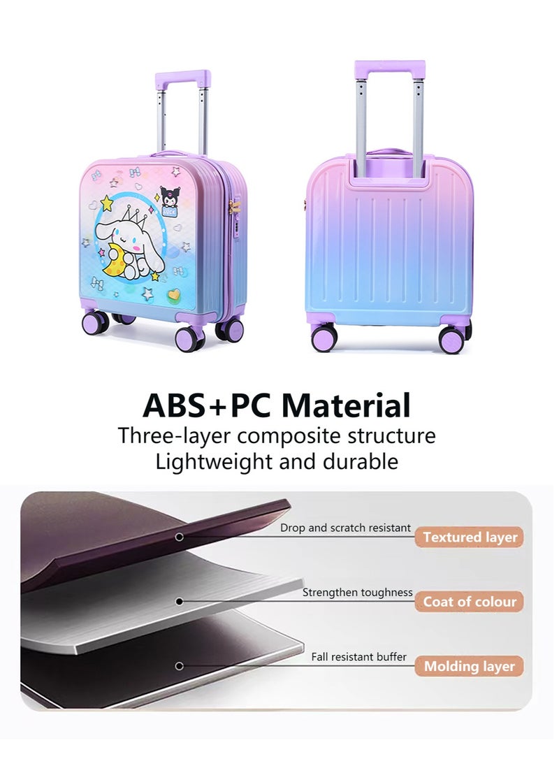 Kids Rolling Luggage, 20" Kids Suitcase with 3D Multiple View Design, ABS PC Material, Cute Cartoon Character Pattern Travel Trolley Case for Girls Boys Children  - Image 4
