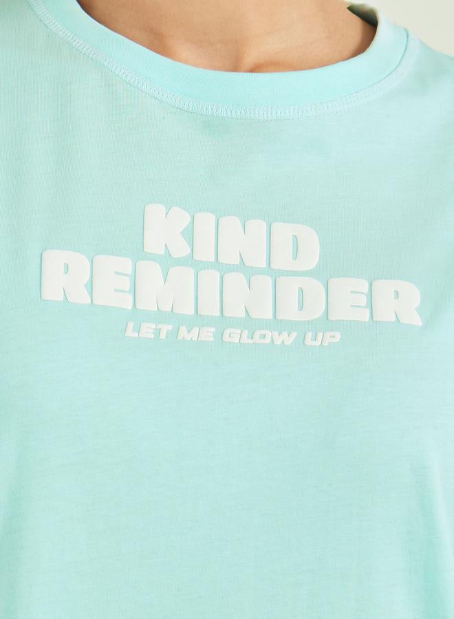 Styli Oversized Slogan Print Round Neck T-Shirt  - Image 3
