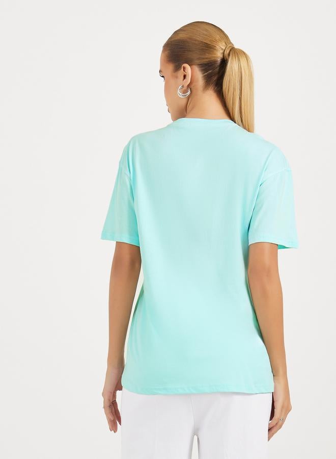 Styli Oversized Slogan Print Round Neck T-Shirt  - Image 4