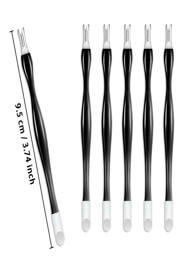 Allstarry 30 Pieces Nail Cuticle Trimmer Remover Rubber Nail Cleaner Double Head Dead Skin Cuticle Knife Removal Fork Plastic Handle Cuticle Pusher Nail art Tools for Girls Women and Men - Black - Image 4