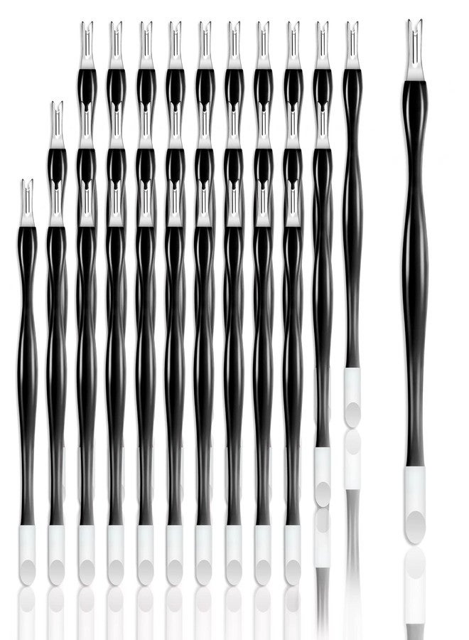 Allstarry 30 Pieces Nail Cuticle Trimmer Remover Rubber Nail Cleaner Double Head Dead Skin Cuticle Knife Removal Fork Plastic Handle Cuticle Pusher Nail art Tools for Girls Women and Men - Black - Image 1
