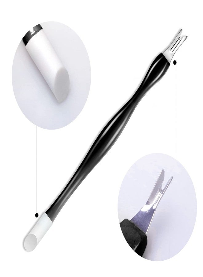 Allstarry 30 Pieces Nail Cuticle Trimmer Remover Rubber Nail Cleaner Double Head Dead Skin Cuticle Knife Removal Fork Plastic Handle Cuticle Pusher Nail art Tools for Girls Women and Men - Black - Image 3