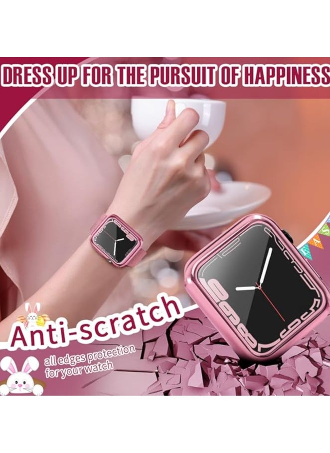 Generic - ELMO3EZZ Apple 45mm Cover Environmental Soft Flexible TPU Anti-Scratch Lightweight Protective Apple 45MM Case Compatible with Apple 45MM Watch Series - (Pink) - Image 1