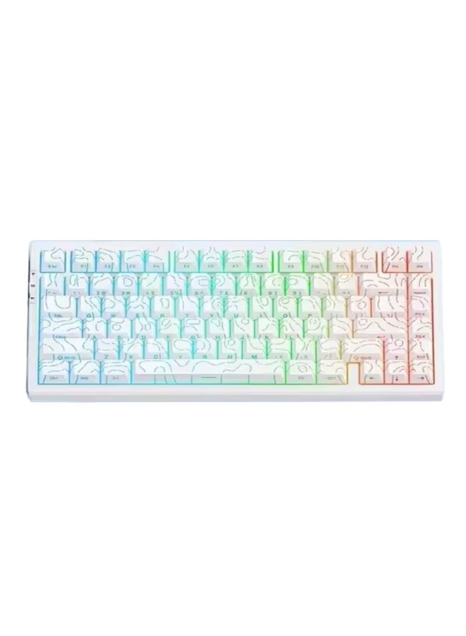 مكشوزي لوحة مفاتيح ميكانيكية لاسلكية G75Pro 75%، لوحة مفاتيح ألعاب RGB مخصصة قابلة للتبديل السريع مع حامل حشية، وضع ثلاثي BT5.0/2.4 جيجاهرتز/USB-C، أغطية مفاتيح سلكية مطبوعة جانبية لأجهزة الكمبيوتر الشخصية/Mac - Image 1
