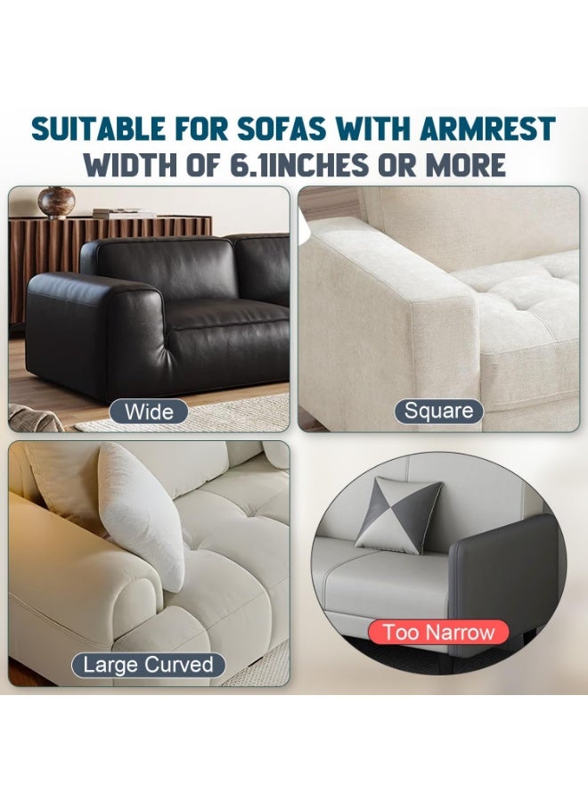 FALMER Couch Cup Holder Tray, Silicone Sofa Armrest Organizer with Side Pockets for Remote, Cell Phone, Tablet, Snack Storage, Spill-Proof and Non-Slip Drink Holder (White) - Image 4