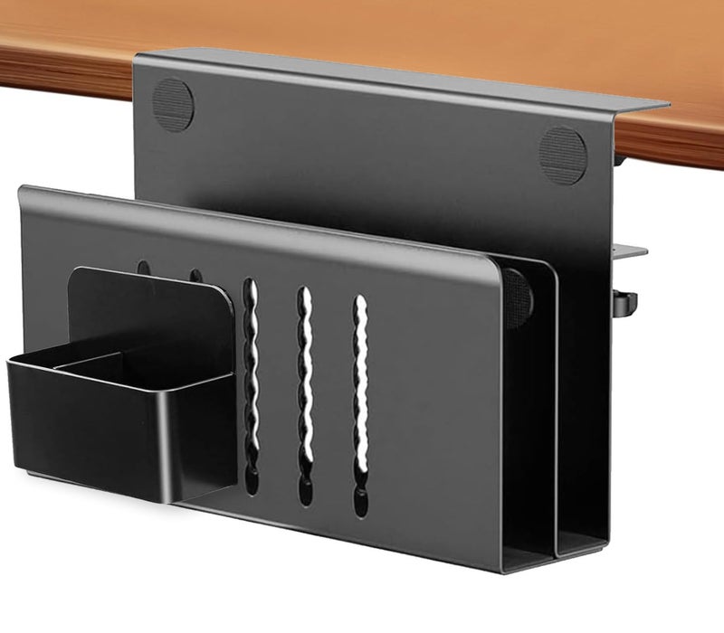 osseph 2 Tier Desk side storage Desk Laptop Holder with Magnetic Pen Holder No Drill Hanging Table Organizer for Office and Home Fits Flat Edge 03 to 23