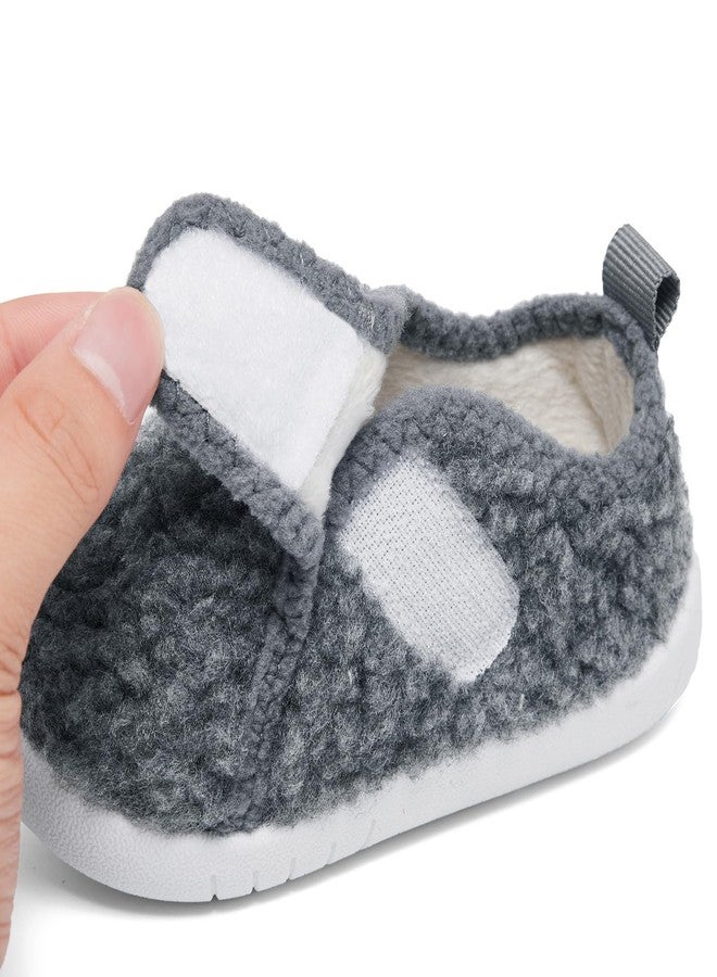 Heiiwarm Non Slip House Cozy Warm Soft Sole Comfy Soft Winter Indoor Fuzzy Baby House Slipper Outdoor Cotton Lightweight Bedroom Slippers Grey 18-24 Months Infant - Image 5