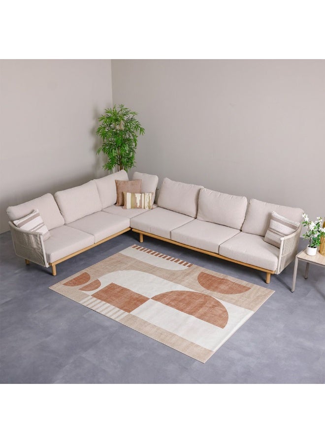 DANUBE HOME Harper Outdoor Washable Abstract Rug | Washable Outdoor Rugs Style | Polyester Area Rug Floor Covering | Indoor Carpet For Living Room Dining Bedroom 200X300cm-Rust - Image 5