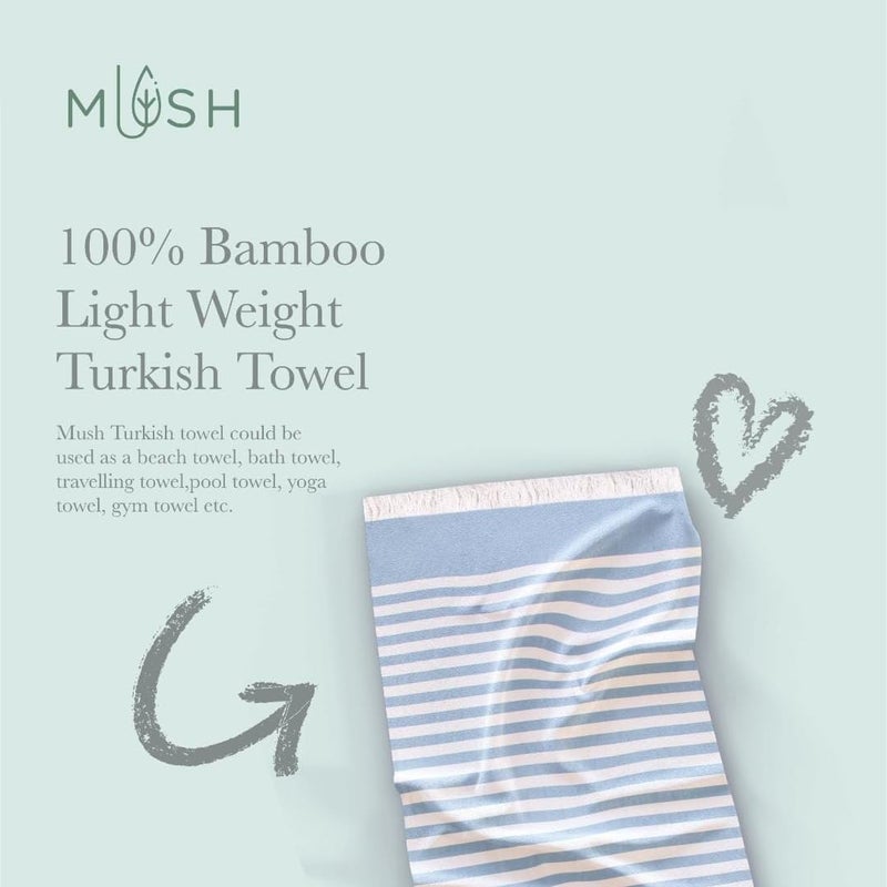 Mush Bamboo Turkish Towel | 100% Bamboo |Ultra Soft, Absorbent & Quick Dry Towel for Bath, Beach, Pool, Travel, Spa and Yoga | 29 x 59 Inches (Yellow - N. Peach - Lilac - Muted Blue) - Image 4