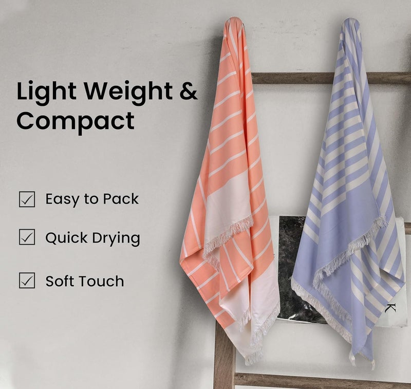 Mush Bamboo Turkish Towel | 100% Bamboo |Ultra Soft, Absorbent & Quick Dry Towel for Bath, Beach, Pool, Travel, Spa and Yoga | 29 x 59 Inches (Yellow - N. Peach - Lilac - Muted Blue) - Image 3