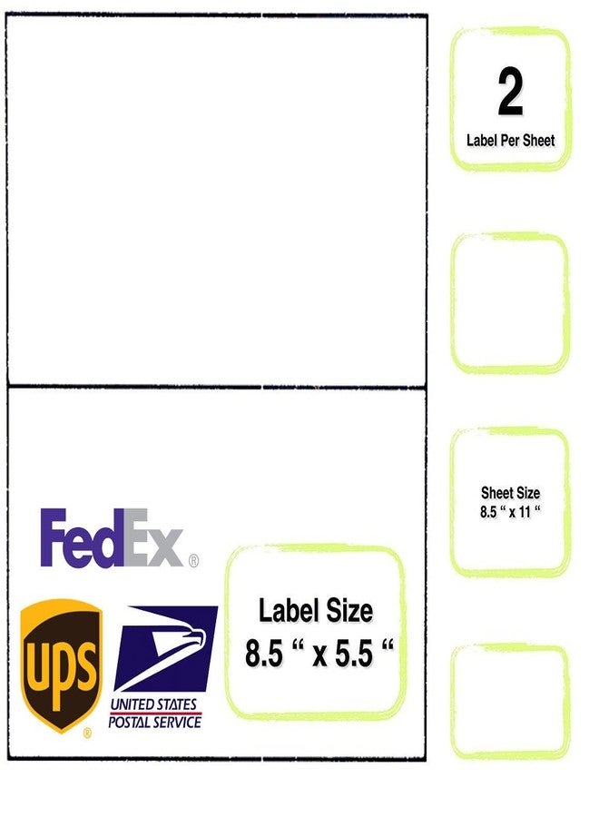 BESTeck 8.5 x 5.5 Inch White Shipping Labels, 2 Per Sheet, 200 Count - Image 3