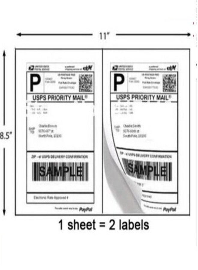 BESTeck 8.5 x 5.5 Inch White Shipping Labels, 2 Per Sheet, 200 Count - Image 2