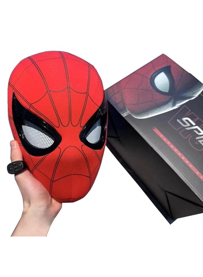 Spider-Man Mask with Movable Eyes - Fully Automatic Remote-Controlled Blinking & Luminous Cosplay Mask for Teens and Adults - Adjustable Super Hero Helmet with USB Charging - Image 1