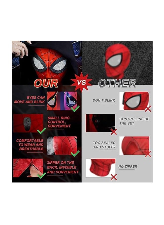 Spider-Man Mask with Movable Eyes - Fully Automatic Remote-Controlled Blinking & Luminous Cosplay Mask for Teens and Adults - Adjustable Super Hero Helmet with USB Charging - Image 2