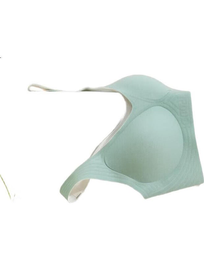 hongdou Women'S Seamless Wireless Backless Vest Style Bra One-Piece Thin Bra Lake Blue B75 - Image 2