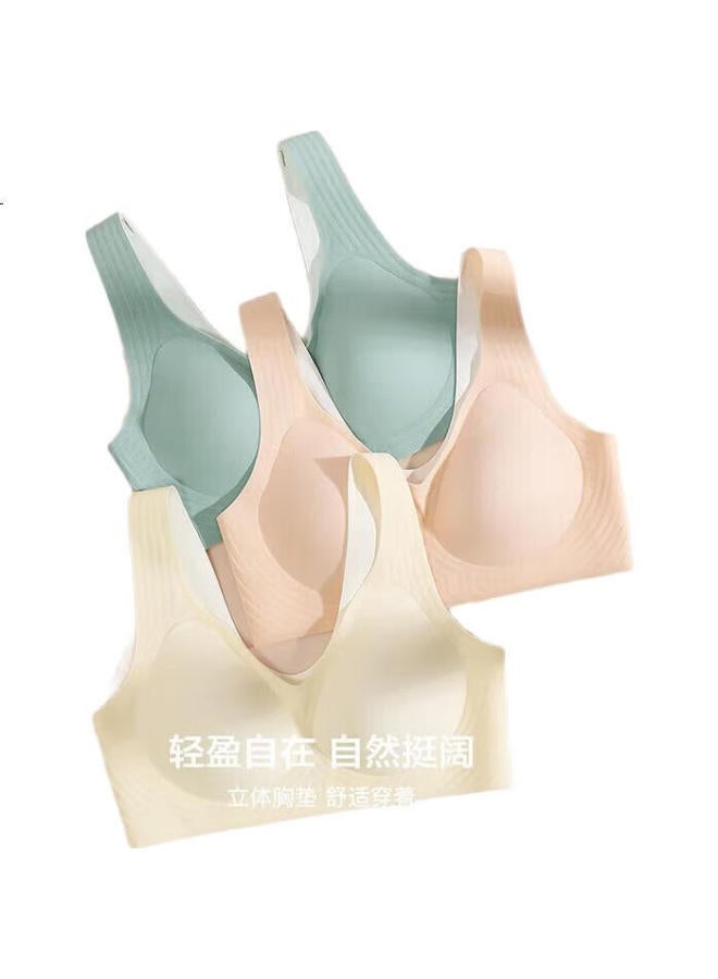 hongdou Women'S Seamless Wireless Backless Vest Style Bra One-Piece Thin Bra Lake Blue B75 - Image 3