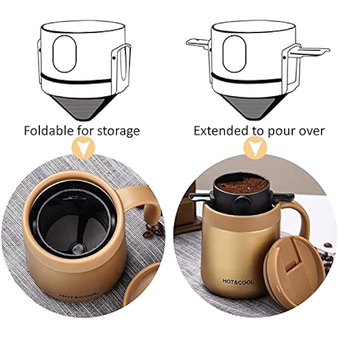 ALLNEWELOOK Filter Coffee Maker  Double Mesh Pour Over Food Grade Stainless Steel  Plastic Coffee DripperFoldable To Fit Most Cup Keep Coffee Flavour Easy To Use And Clean Round - Image 4