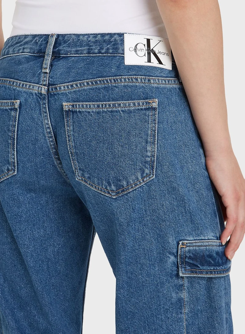 Calvin Klein Jeans Cut Out High Waist Cargo Jeans