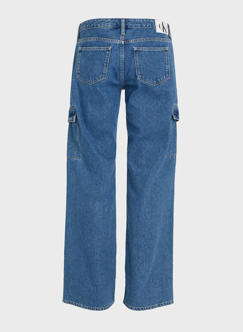 Calvin Klein Jeans Cut Out High Waist Cargo Jeans